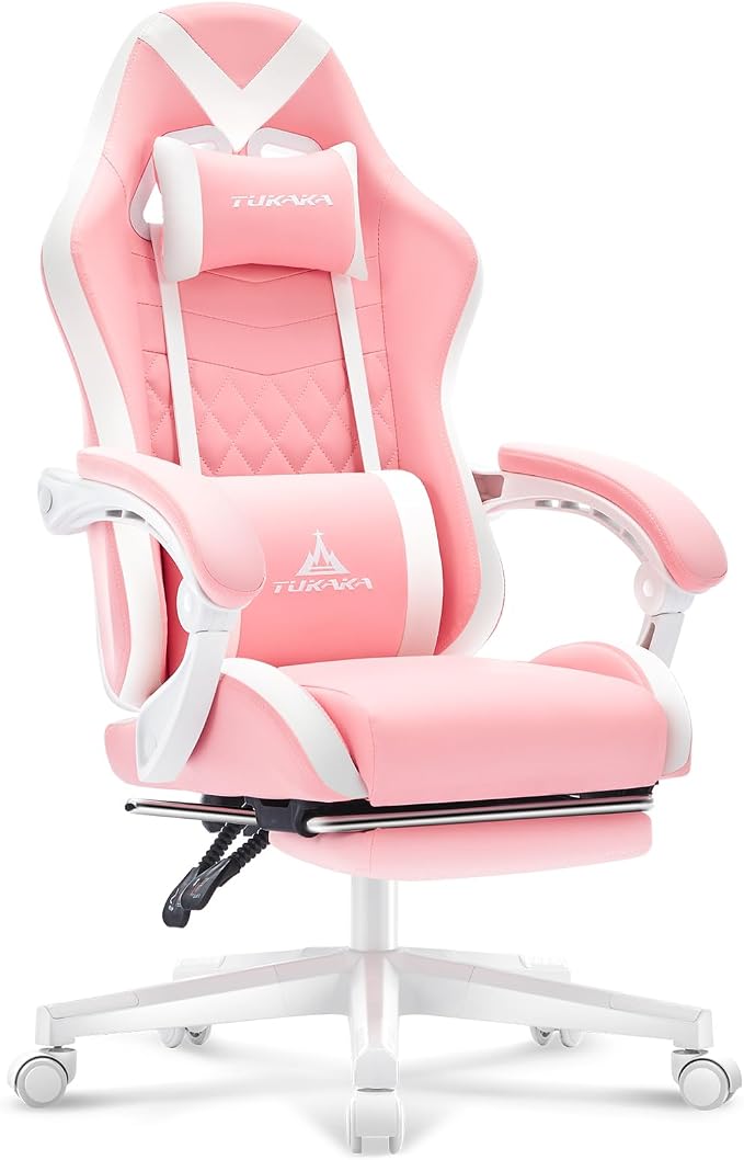 Gaming Chair,Ergonomic Massage Office Desk Chair with Footrest,Pink | Pocket Spring Cushion,Reclining,Thick High Back,Headrest and Lumbar Support,Adjustable Leather Computer Chair Gamer Chair - Image 7