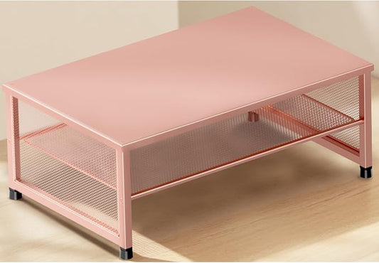 ECOLOVI 2-Tier Computer Monitor Stand Riser, Desk Organizer for Monitor, Printer & Laptop Stand, Desktop Workspace Organizers for Office Supplies(Rose Gold) by ECOLOVI
