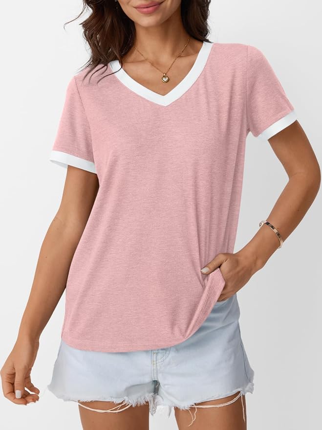 AUTOMET Womens Short Sleeve T-Shirts Summer Tops Casual Soft Tunic V Neck Basic Workout Clothes Spring Fashion Outfits 2026 - Image 2