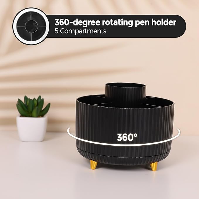 SKYDUE Black Office Supplies, Black Office Desk Accessories 10PCS, Pencil Holder for Desk, Stapler, Tape Dispenser, Scissors, Ruler, Clips and 1000pcs Staples, Desk Supplies Set - Image 3