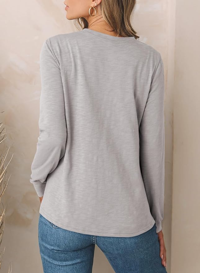 EVALESS Womens Crewneck Long Sleeve Tops Casual Polka Dots Tops Fall 2026 Tshirts Shirts - Image 4