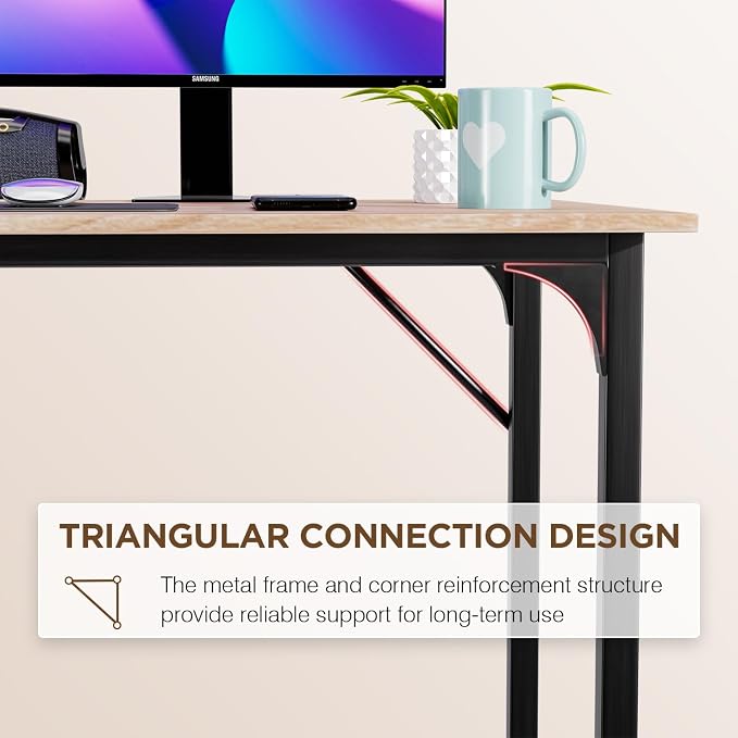 PayLessHere | 47 Inch Computer Desk | Nature | Sturdy Office Desk | Metal Frame, Adjustable Feet | Water-Resistant, Scratchproof Surface | Writing Table for Home Office or Study | Pack of 1 - Image 7