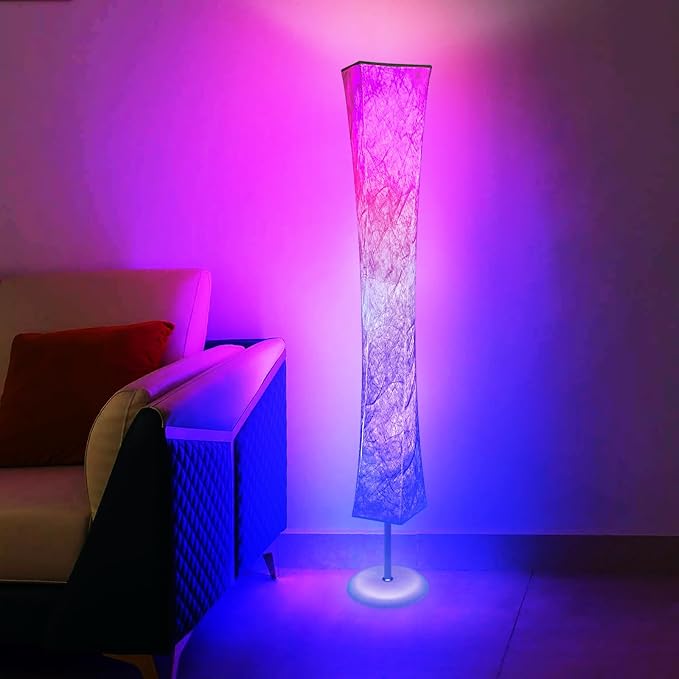 WORLD WIN Floor Lamp, 61'' Smart RGB LED Corner Lamp with Music Sync and 16 Million DIY Colors, 3 Color Temperature, APP & Remote Control, Color Changing Standing Floor Lamp with Stand by WORLDWIN