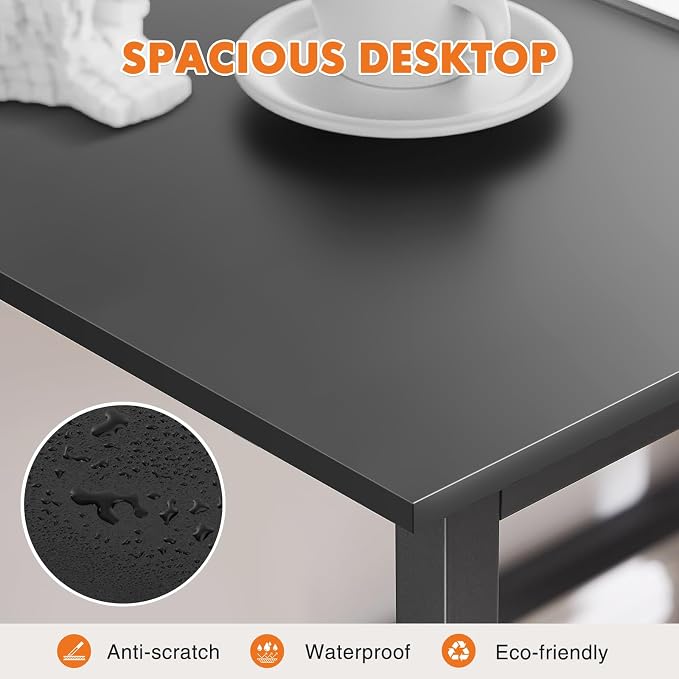 Sweetcrispy 48-Inch Small Computer Desk for Bedroom, Black | Gaming Writing Work and Study Desk for Home Office, Sturdy Metal Frame and Compact Modern Design with X-Shaped - Image 5