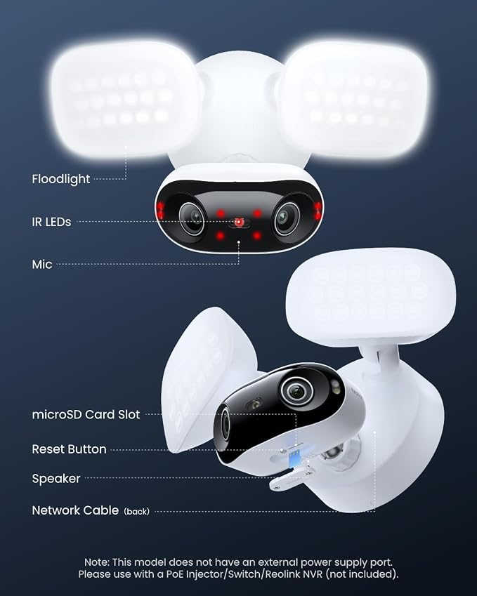 REOLINK PoE Security Camera Elite Pro Floodlight PoE, 16MP Dual Lens, 180° | 2800 Lumens Lighting, Infrared Night Vision, Local AI Video Search, Smart Detection, 24/7 Recording with Motion Track - Image 9