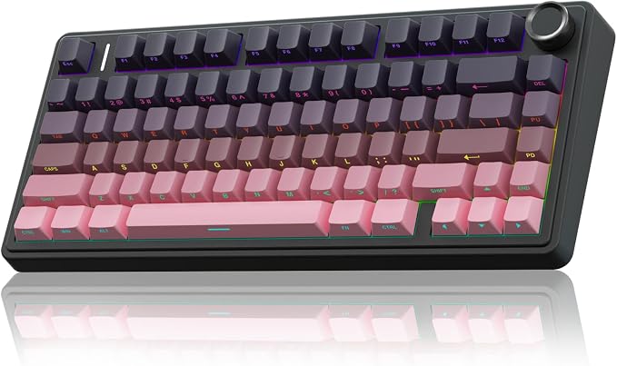 AULA F75 Pro Wireless Mechanical Keyboard,75% Hot Swappable Custom Keyboard,RGB Backlit,Pre-lubed Reaper Switches,Side Printed PBT Keycaps Mechanical Gaming Keyboards, Pink&Black by AULA
