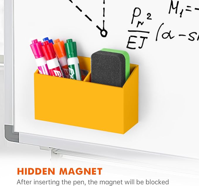 BEYGORM Magnetic Dry Erase Marker Holder for Whiteboard & Refrigerator | Non-slip Acrylic Pen Holder for Classroom, Fridge Magnet, Locker Organizer Accessories, Teacher & School Supplies(Orange) - Image 4