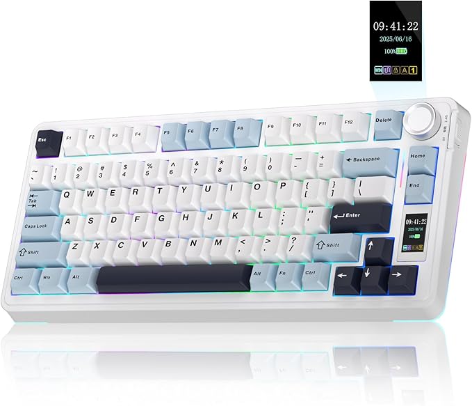 AULA S75 PRO Wireless Mechanical Keyboard with Screen&Knob, 75% Hot Swappable Gaming Keyboard with Pre-lubed Switches, RGB Backlit, PBT Keycaps Creamy Sounding Pc Gaming Keyboards by AULA