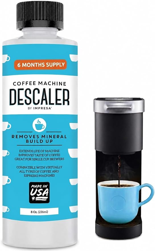 IMPRESA Coffee Machine Descaler (2 Uses Per Bottle) - Made in the USA - Universal Descaling Solution, Compatible with Nespresso, Delonghi and All Single Use Coffee and Espresso Machines by IMPRESA