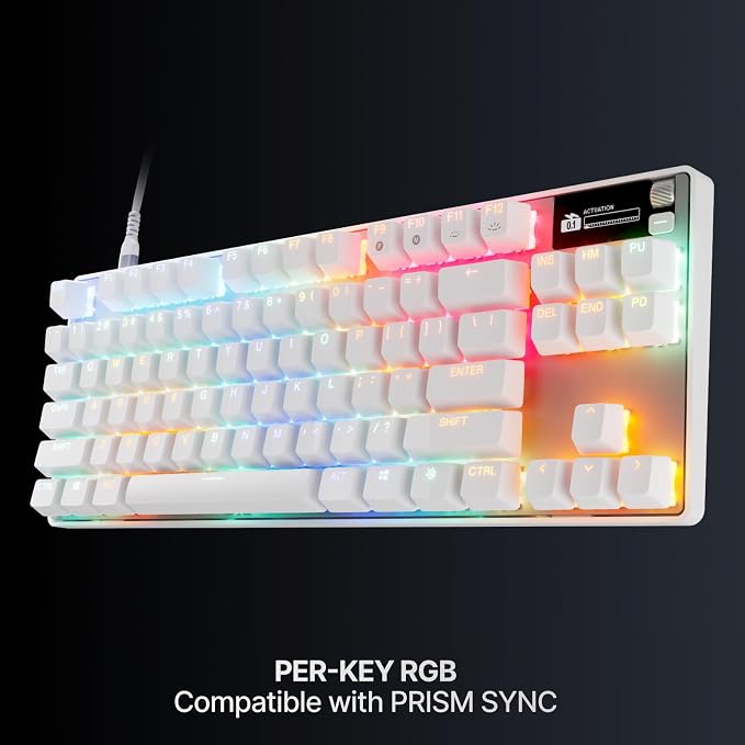 SteelSeries Apex Pro TKL Gen 3 Gaming Keyboard - OmniPoint 3.0 Analog Magnetic Switches, Quickset Auto-Presets (Rapid Trigger, Rapid Tap/SOCD, Protection Mode), OLED, RGB, PBT Keycaps, USB-C, White - Image 10