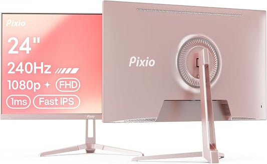 Pixio PX249 Wave Pink Rose Gold 24 inch 240Hz Refresh Rate FHD 1080p Resolution Fast IPS Panel 1ms GTG Response Time Built-in Speakers Gaming Monitor with Adaptive Sync by Pixio