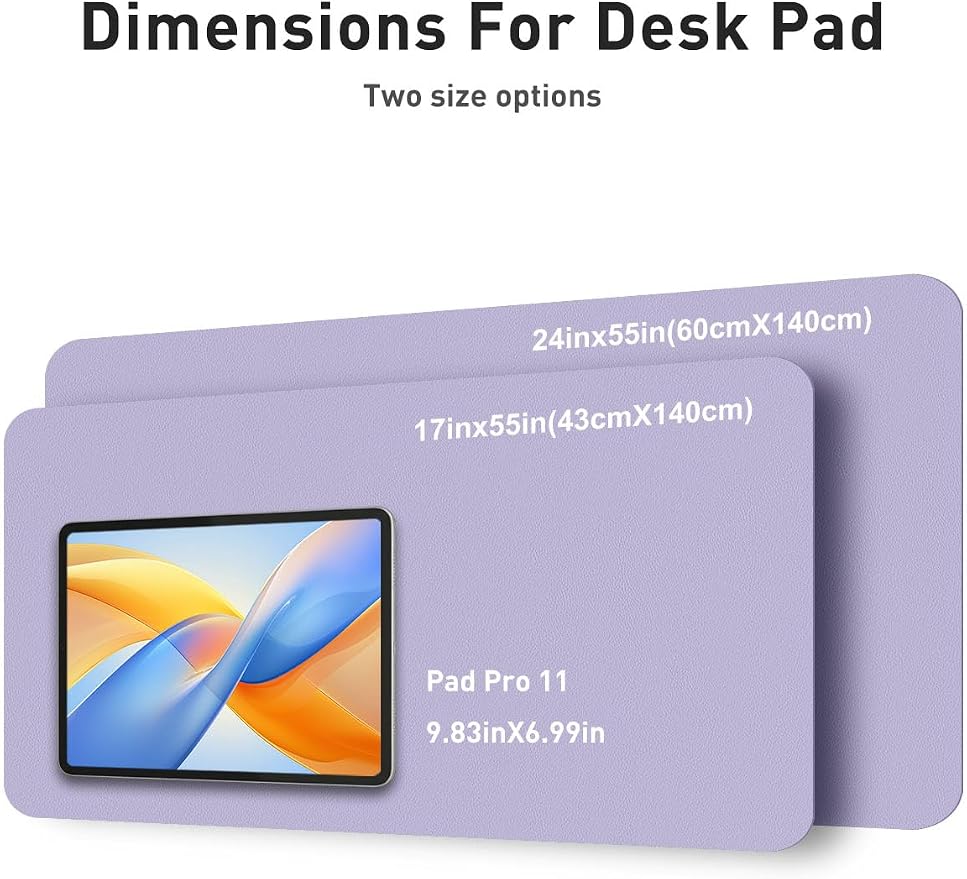Aothia Faux Leather Desk Mat - Non-Slip PU Leather Desk Blotter, Waterproof Writing Surface, Large Desk Pad for Office & Home (Lavender, 55" x 17") - Image 5