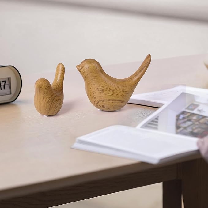 Notakia Wood Look Ceramic Birds Statues Home Decor Modern Style Decorative Ornaments for Living Room, Bedroom, Office Desktop, Pottery barn Decor - Image 6
