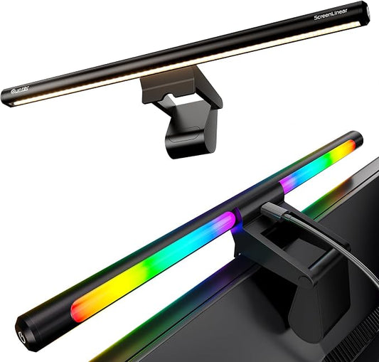 Quntis Monitor Light Bar 15.7", 24 RGB Backlight Modes for lmmersive Gaming Ambience, 900 Lux Glare-Free Computer Screen Lamp, High CRI 95 Eye Care Desk Light for Home Office by Quntis