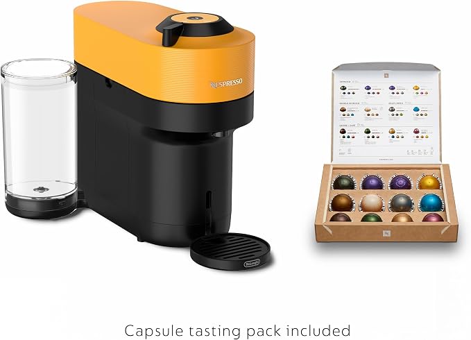 Nespresso Vertuo Pop+ Coffee Machine with Milk Frother, Mango Yellow | Yellow coffee and espresso maker by De'Longhi with compact design. Aeroccino3 frother bundle for hot or cold foam drinks. - Image 4