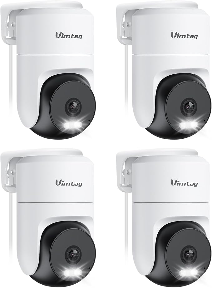 VIMTAG 2.5K 4MP Outdoor Security Camera, Pan/Tilt WiFi Home CCTV Camera, 360° View & Motion Tracking, Color Night Vision, 2-Way Audio, AI Detection Alarm, IP66, Cloud & SD Card Storage, Works w/Alexa by Vimtag
