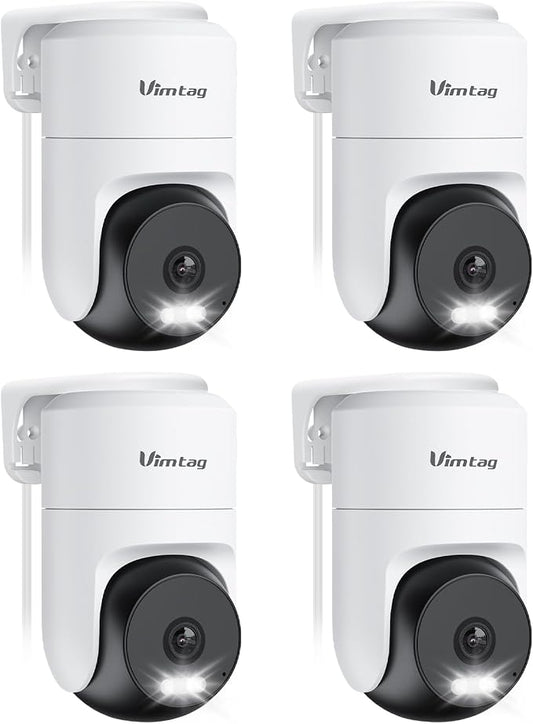 VIMTAG 2.5K 4MP Outdoor Security Camera, Pan/Tilt WiFi Home CCTV Camera, 360° View & Motion Tracking, Color Night Vision, 2-Way Audio, AI Detection Alarm, IP66, Cloud & SD Card Storage, Works w/Alexa by Vimtag
