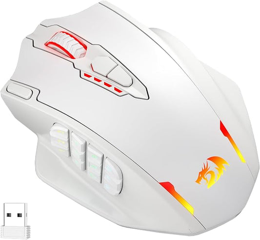 Redragon M913 Wireless RGB MMO Gaming Mouse 16000 DPI Remapping Keys | Cable-Free 0 Delay Dedicated for FPS Gamers, Redefine Keybinding Macro, Vibing Backlight, Ergonomic Grip Body Comfort by REDRAGON