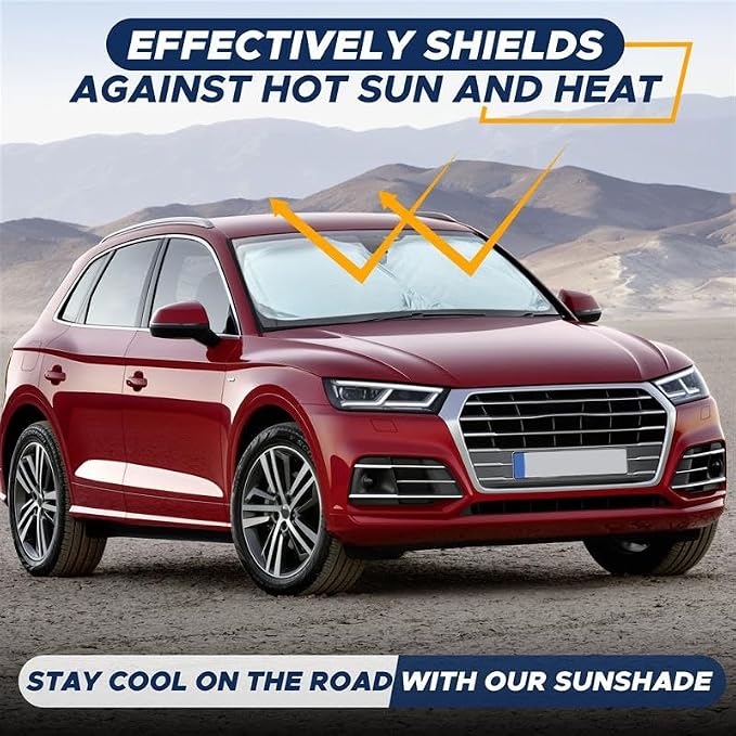 EcoNour Car Windshield Sunshade | Blocks 99% Heat & Keeps Interior Cool | Universal Fits Cars, SUVs, Trucks | Automotive Sun Screen, Visor & Car Accessories for Summer | Medium (64x32 Inches) - Image 6