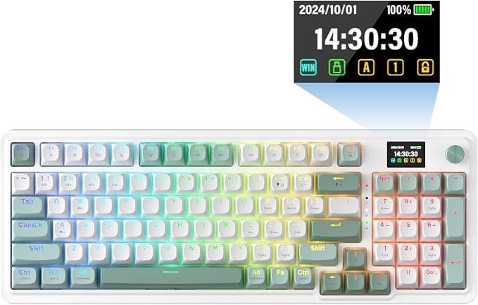 Redragon K719 PRO Wireless 95-Key Gasket Gaming Keyboard, TFT Screen & Knob | Easy-Control LED Info Display, 0-Delay Tri-Mode, Cushioned 5-Layer Noise Dampening for Creamy Thocky Sound, Practical 95 keys - Image 9