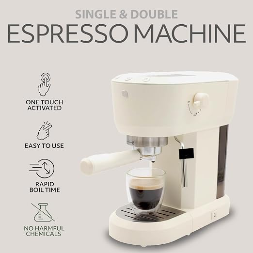 WILLOW Eco Series Espresso Machine with Milk Frother & Built-In Tamper, 15 Bar Coffee Maker with Hot Water Dispenser, 40oz Tank for Cappuccino & Latte - CREAM WHITE - Image 2