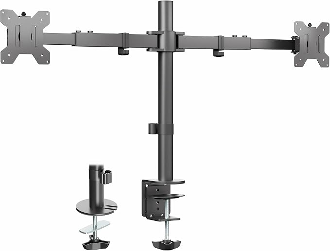 VIVO Dual LCD LED 21 to 32 inch Monitor Desk Mount, Heavy Duty, Adjustable Telescoping Arms, Flush Wall Setup, Fits 2 Screens, Black, STAND-V002E by Unknown