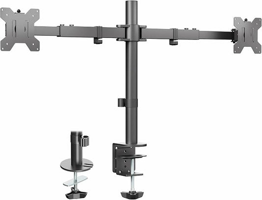 VIVO Dual LCD LED 21 to 32 inch Monitor Desk Mount, Heavy Duty, Adjustable Telescoping Arms, Flush Wall Setup, Fits 2 Screens, Black, STAND-V002E by Unknown