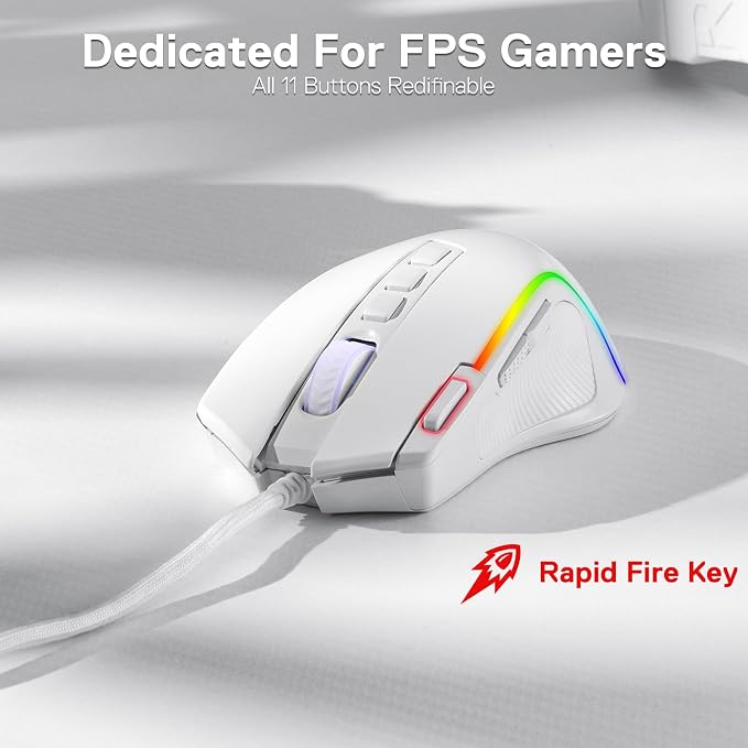 Redragon M612 Wired RGB Optical Gaming Mouse 8000 DPI Remapping Keys | Cable-Free 0 Delay, Redefine Keybinding Macro, Vibing Backlight, Ergonomic Grip Body Comfort - Image 3
