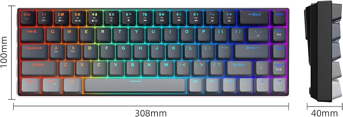 MageGee Portable 60% Mechanical Gaming Keyboard, RGB Backlit Compact 68 Keys Mini Wired Office Keyboard with Red Switches for Laptop PC Mac - Gradient Black - Image 9