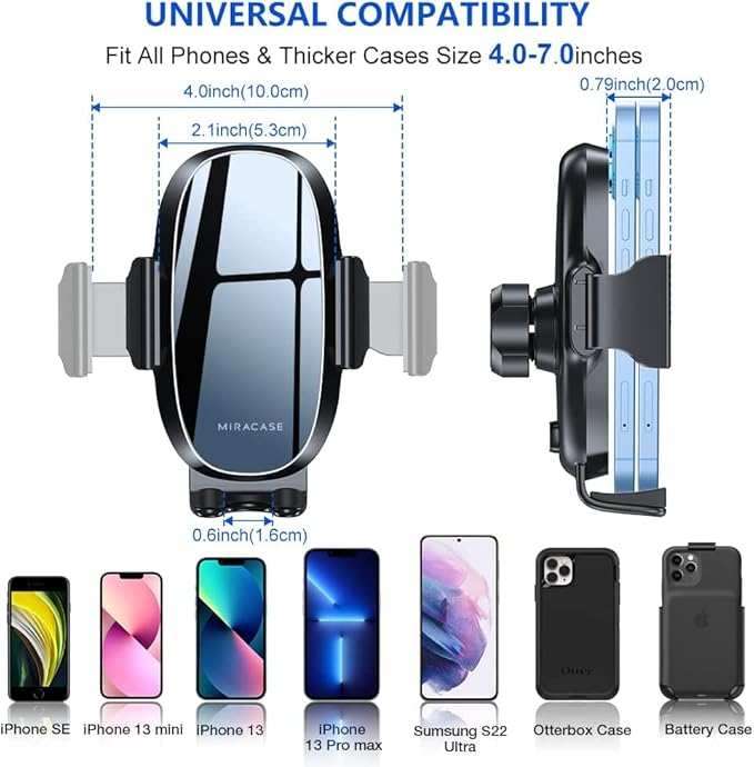 Miracase Phone Holders for Your Car with Metal Hook Clip, Air Vent Cell Phone Car Mount, Hands Free Universal Automobile Cradle Fit for iPhone Android and All Smartphones, Classic Black - Image 3