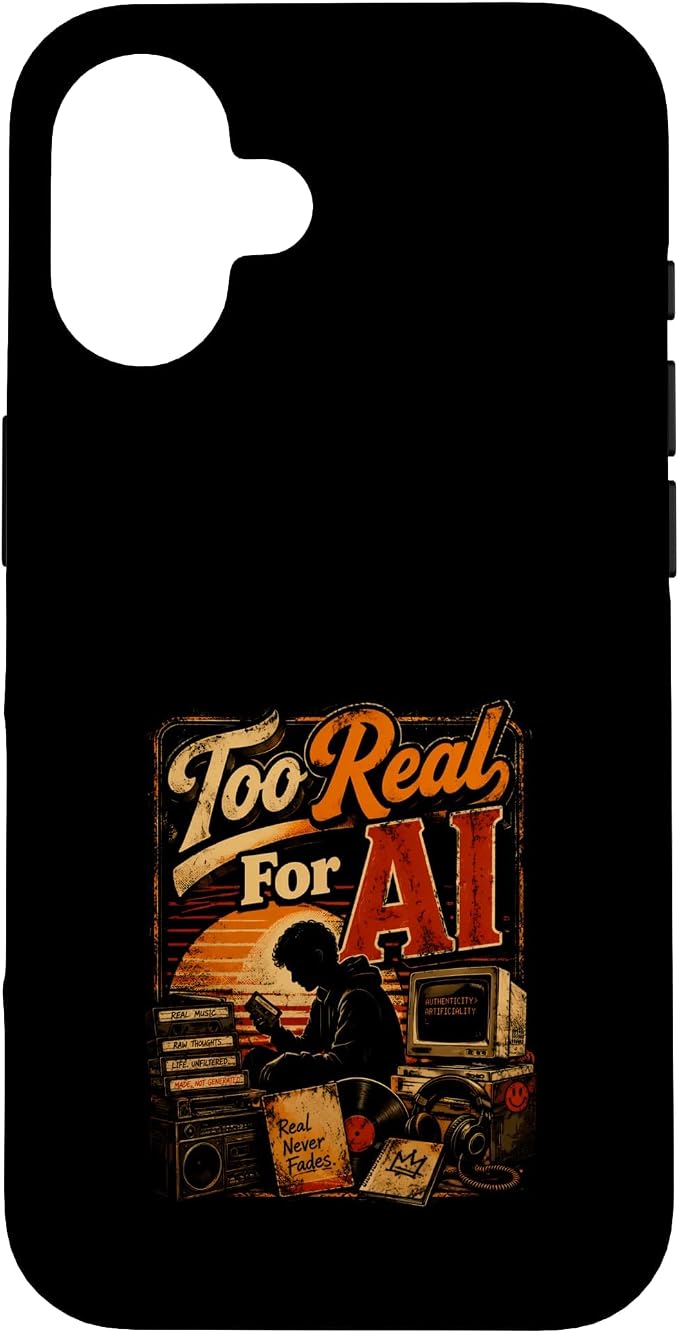 Too Real for AI - Authentic Music Lovers Case for iPhone 16 by Unknown