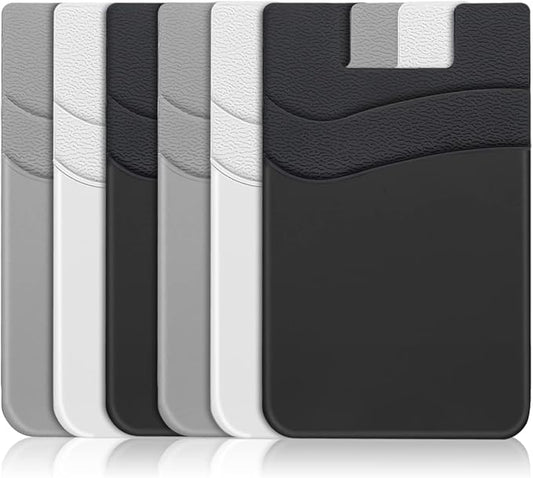 SHANSHUI Phone Wallet, 6 Pack Card Holder for Back of Phone Double Silicone Credit Business Card Sleeve Pocket Compatible for iPhone and Every Smartphones by SHANSHUI
