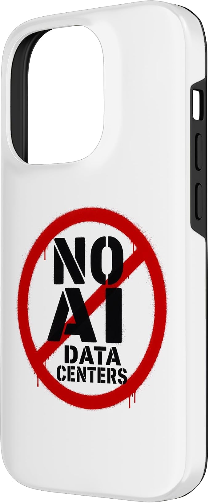 No AI Data Centers – Simple Minimal Spray Paint Style Text Case for iPhone 14 Pro - Image 2