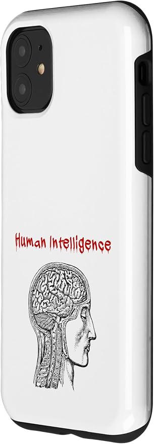 Human Intelligence (Anti Ai Statement & Head Graphic) Case for iPhone 11 - Image 2