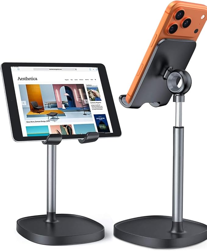 LISEN Cell Phone Stand Phone Holder for Desk, Gaming for Nintendo Switch | Office Desk Accessories for Women, iPhone Stand, Gadgets for Men Gifts, Office Decor, OtterBox Case, Switch, iPad, 4-10 in by Lisen