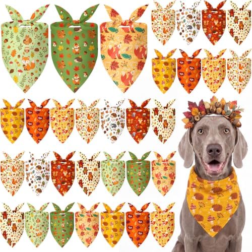 Weewooday 50 Pcs Fall Dog Bandanas Bulk for Autumn Soft Bibs Adjustable by Weewooday