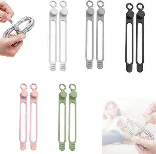 Data Cable Organizer, 2026 Upgrade Silicone Headphone Organizers, Silicone Cable Ties Reusable Cable Management Organizers Multipurpose Elastic Cord Organizer for Bundling and Fastening Cables (10Pcs) by PUSKIU