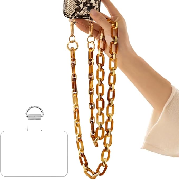 Phone Crossbody Chain Cell Phone Lanyard,Acrylic Shouder Strap Universal Cellphone Chain Strap with Tether Patches Compatible with Most Phones Bag Purse by Turkalla