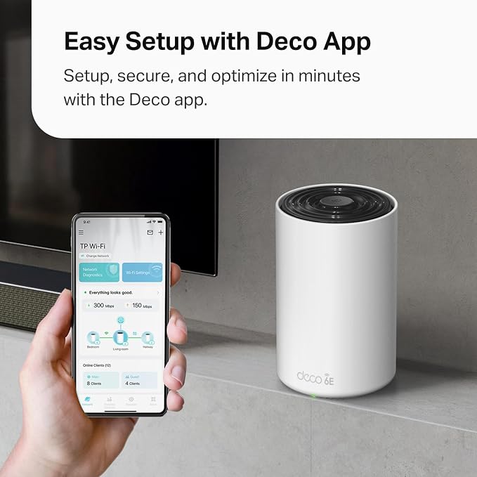 TP-Link Deco XE70 Pro AXE4900 Tri-Band WiFi 6E Mesh WiFi Router - 1 x 2.5bps WAN/LAN Port, 2 x 1 Gbps LAN Ports, 4.9 Gbps Wi-Fi 2,900 Sq. Ft Coverage, Connect up to 200 Devices, 1-Pack - Image 8