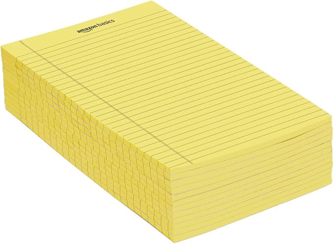 Amazon Basics Legal/Wide Ruled 8.5 x 11.75 inch Legal Pad, Canary, 72 Count (Pack of 12), 50 sheets per pad, 6 packs per carton - Image 3