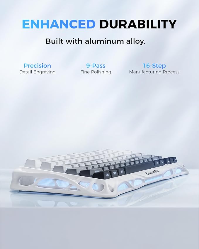 GravaStar Mercury K1 75% Wireless Mechanical Gaming Keyboard RGB Backlit | Gasket Mount, Hot Swappable Linear Switches, Creamy Sound Keyboard, 2.4GHz/USB-C/Bluetooth 5.0, for Win/Mac【Gradient White】 - Image 7