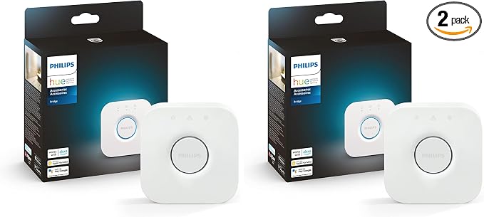 Philips Hue Bridge,Unlock The Full Potential of Hue Bridge System,Multi-Room and Out-of-Home Control,Create Automations and Zones,Smart Lighting Hub,Works with Voice-and Matter-Compatible,(Pack of 2) by Unknown