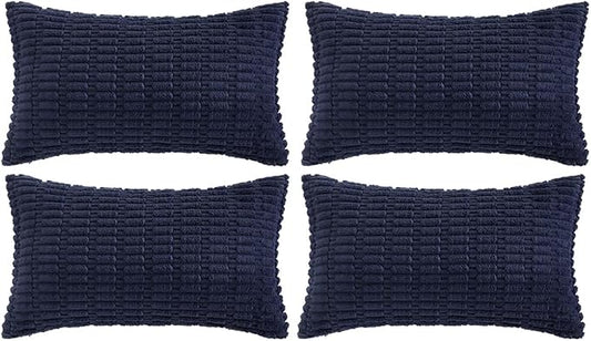 Fancy Homi 4 Packs Decorative Throw Pillow Covers for Living Room Couch Bed, Modern Farmhouse Boho Home Décor Accent Cushion Case, 24" x 14", Navy Blue by Fancy+Homi