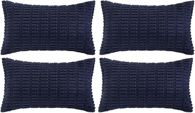Fancy Homi 4 Packs Decorative Throw Pillow Covers for Living Room Couch Bed, Modern Farmhouse Boho Home Décor Accent Cushion Case, 24" x 16", Navy Blue by Fancy+Homi