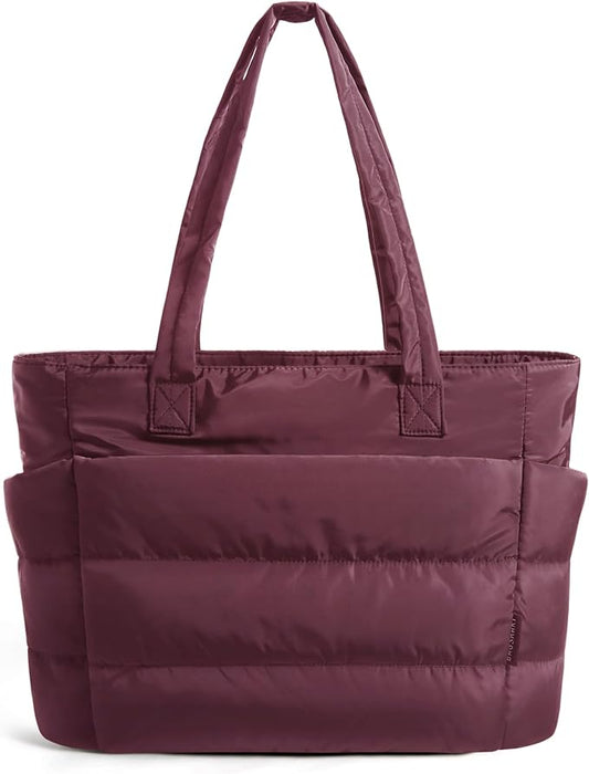 BAGSMART Tote Bag for Women, Lightweight Puffy Tote Bag with Compartments Shoulder Bag Handbag for Travel, Work, Gym | Lightweight by BAGSMART