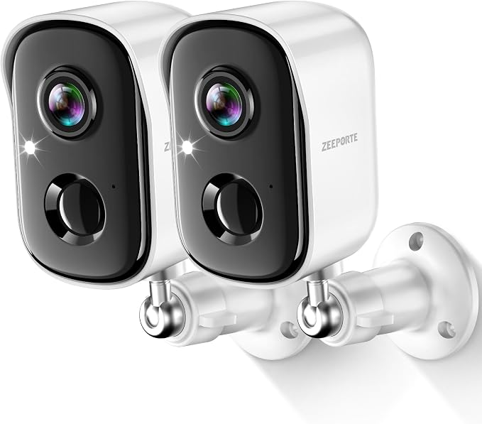 Security Cameras Wireless Outdoor, 2K Cameras for Home Security with Color Night Vision, SD/Cloud Storage,Longer Battery Life, Weatherproof, AI Motion Detection, Spotlight Siren Alarm（2 Pack） by ZEEPORTE+SECURITY