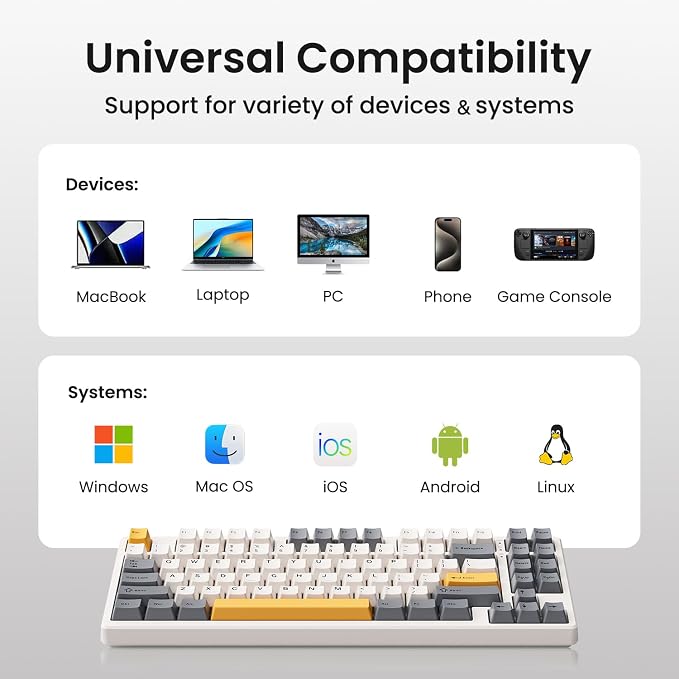 Kisnt KN85 Wireless Mechanical Keyboard, 75% Layout, Bluetooth/2.4GHz/USB-C, Custom RGB Backlit, Hot-Swappable Linear Switch, Creamy Sound for Gaming/Typing (Retro Beige) - Image 6