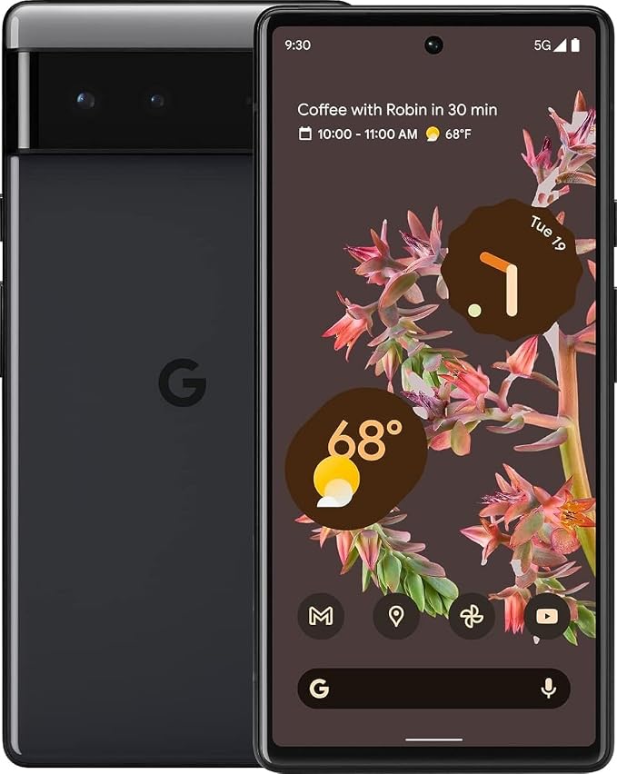 Google Pixel 6 – 5G Android Phone - Unlocked Smartphone with Wide and Ultrawide Lens - 256GB - Stormy Black by Unknown