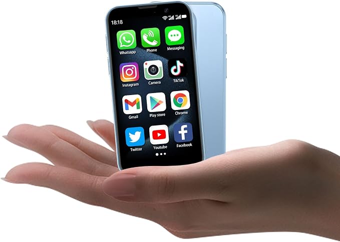 Mini Phone 3.0" HD Touch Screen Mini Smartphone World's Smallest Unlocked Android Compact Mobile Phone for Kids & Students Cell Phone wih GPS Dual SIM Face ID 2GB+16GB Blue by Unknown
