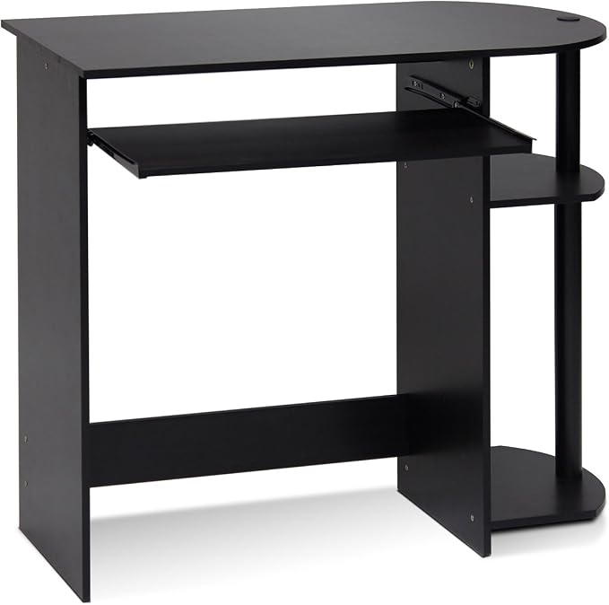 Furinno Simplistic Easy Assembly Computer Desk, With Keyboard Tray, Espresso/Black by Furinno-FitsYourSpaceFitsYourBudget